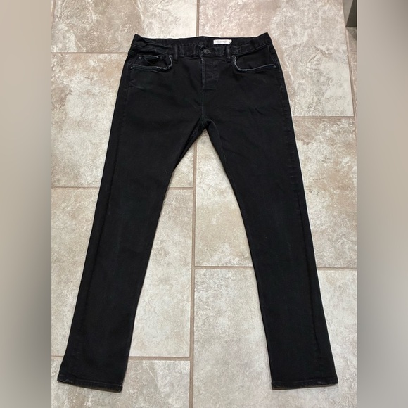AllSaints Cigarette Skinny Black Jeans Button Fly Stretch Men’s 34x31 EUC - Picture 2 of 11